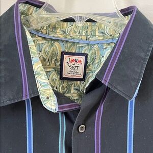 J. Garcia Men's Black Shirt with Purple and Blue Accents